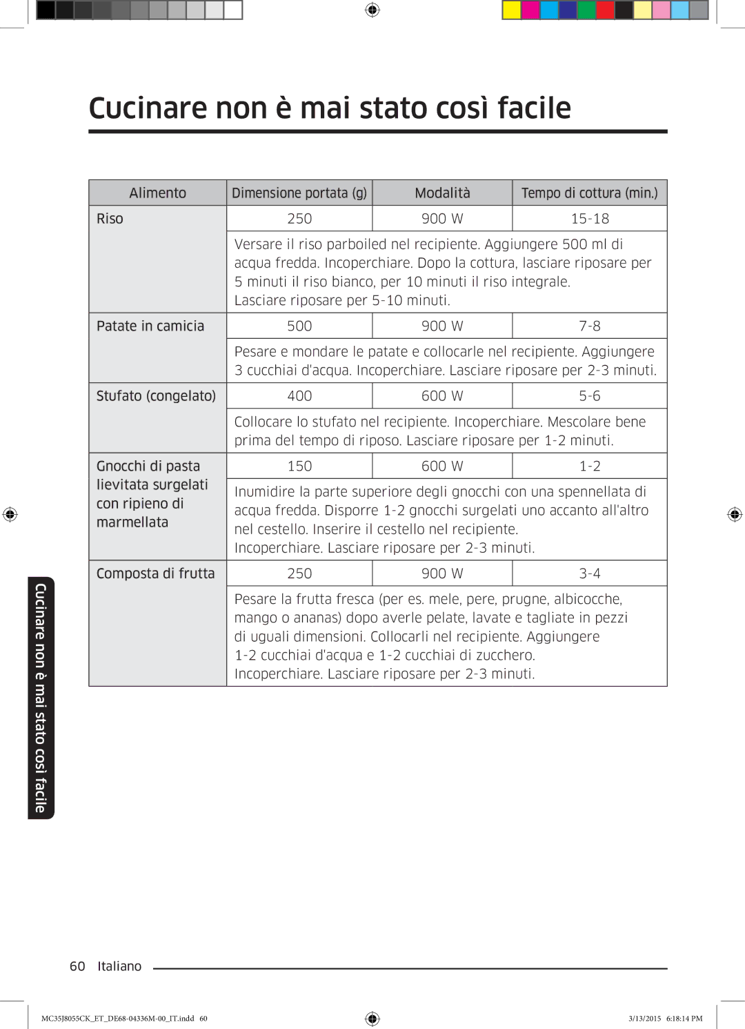 Samsung MC35J8055CK/ET manual Cucinare non è mai stato così facile 