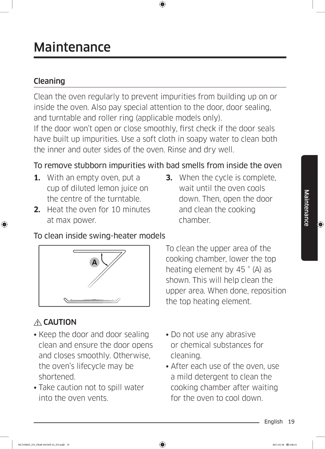 Samsung MC35J8055CK/ET manual Maintenance 