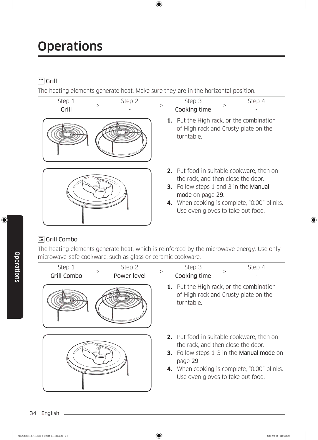 Samsung MC35J8055CK/ET manual Operations 