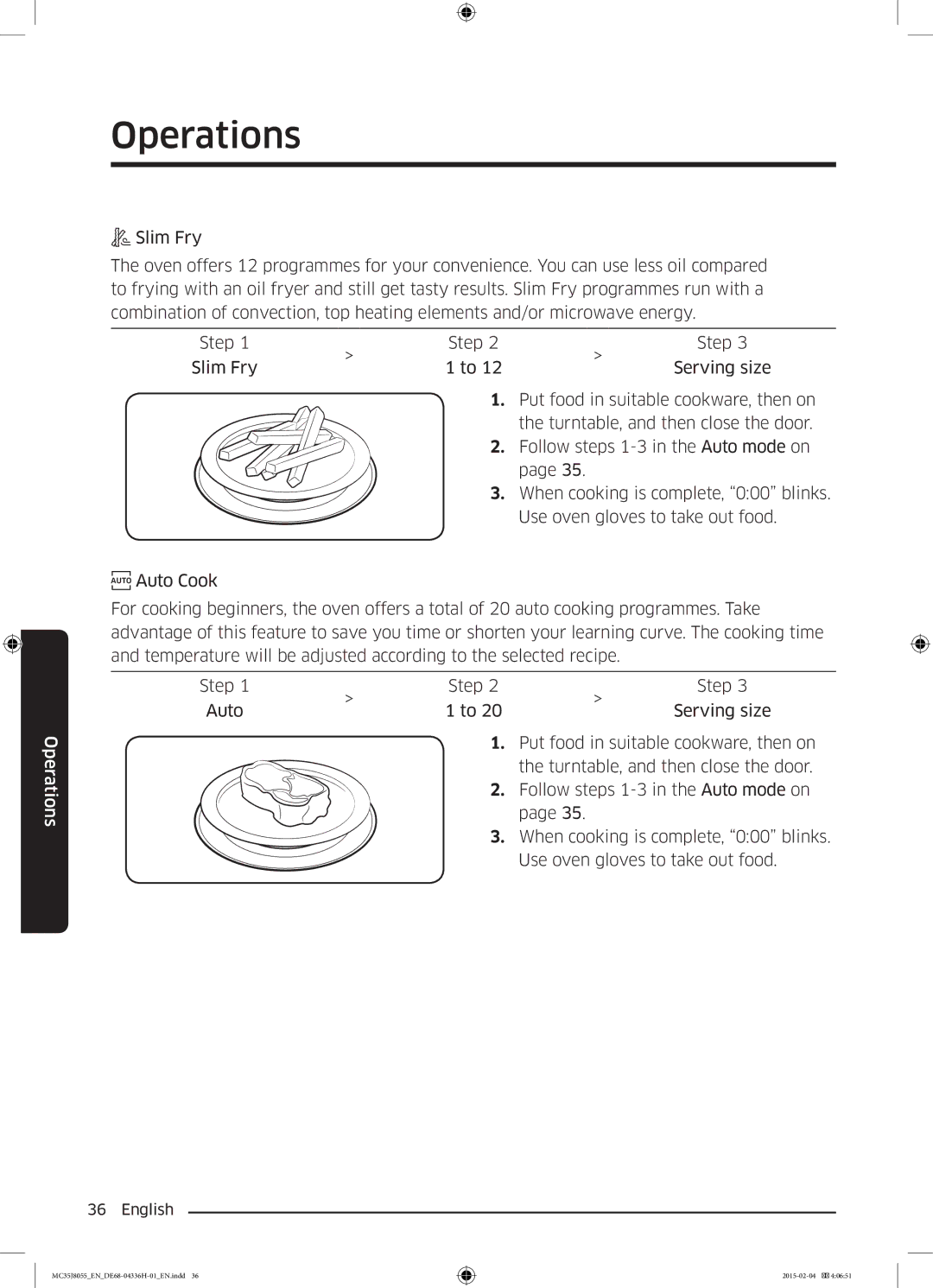 Samsung MC35J8055CK/ET manual Operations 