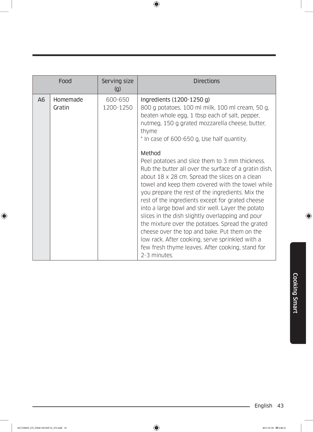 Samsung MC35J8055CK/ET manual Cooking Smart 