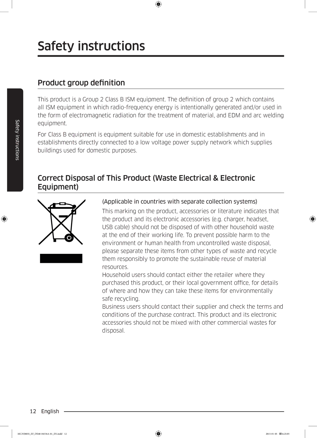 Samsung MC35J8055CW/EF, MC35J8055CK/EF, MC35J8055KT/EF, MC35J8055CK/ET manual Product group definition 