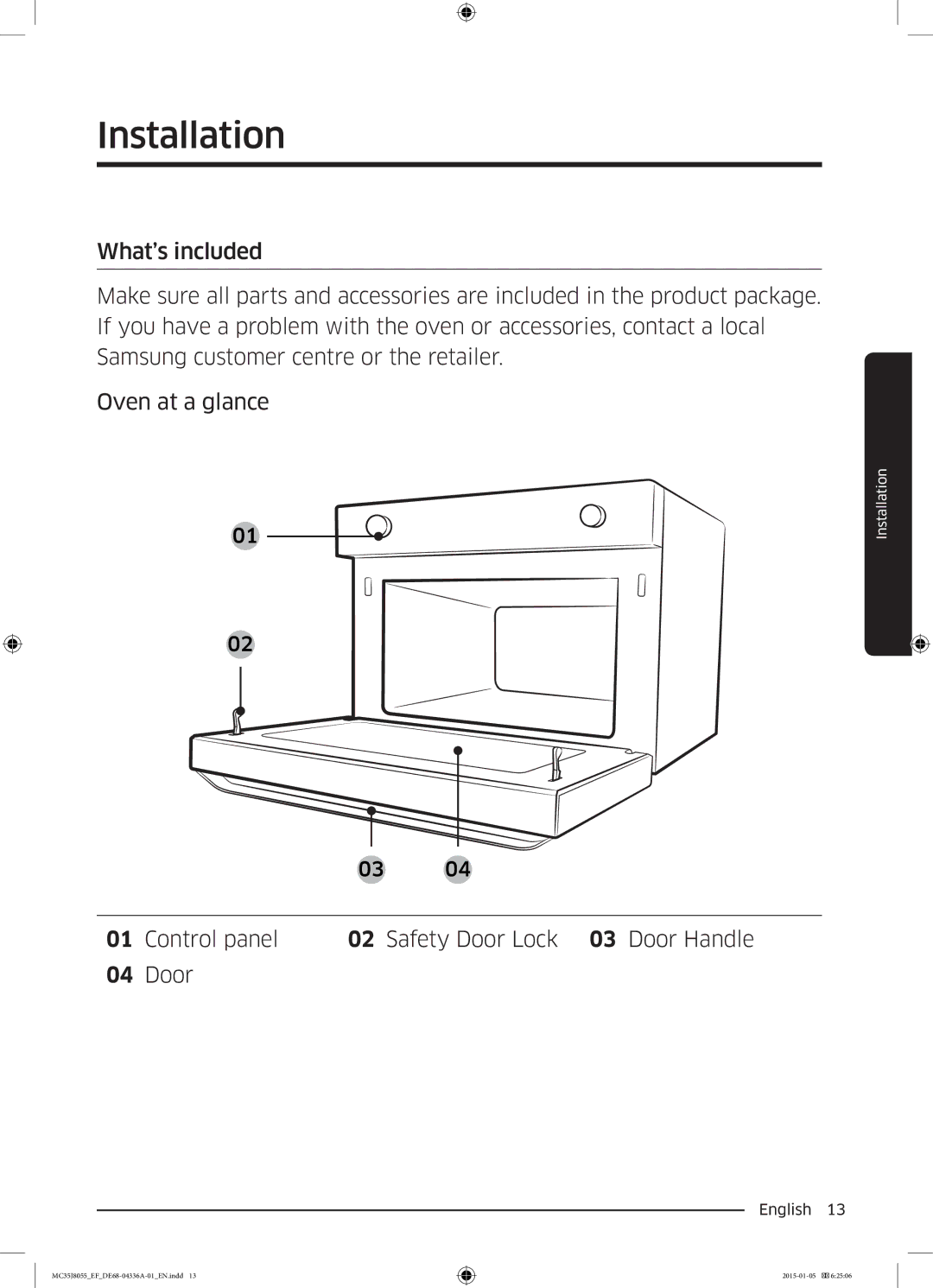 Samsung MC35J8055CK/EF, MC35J8055CW/EF, MC35J8055KT/EF, MC35J8055CK/ET manual Installation 