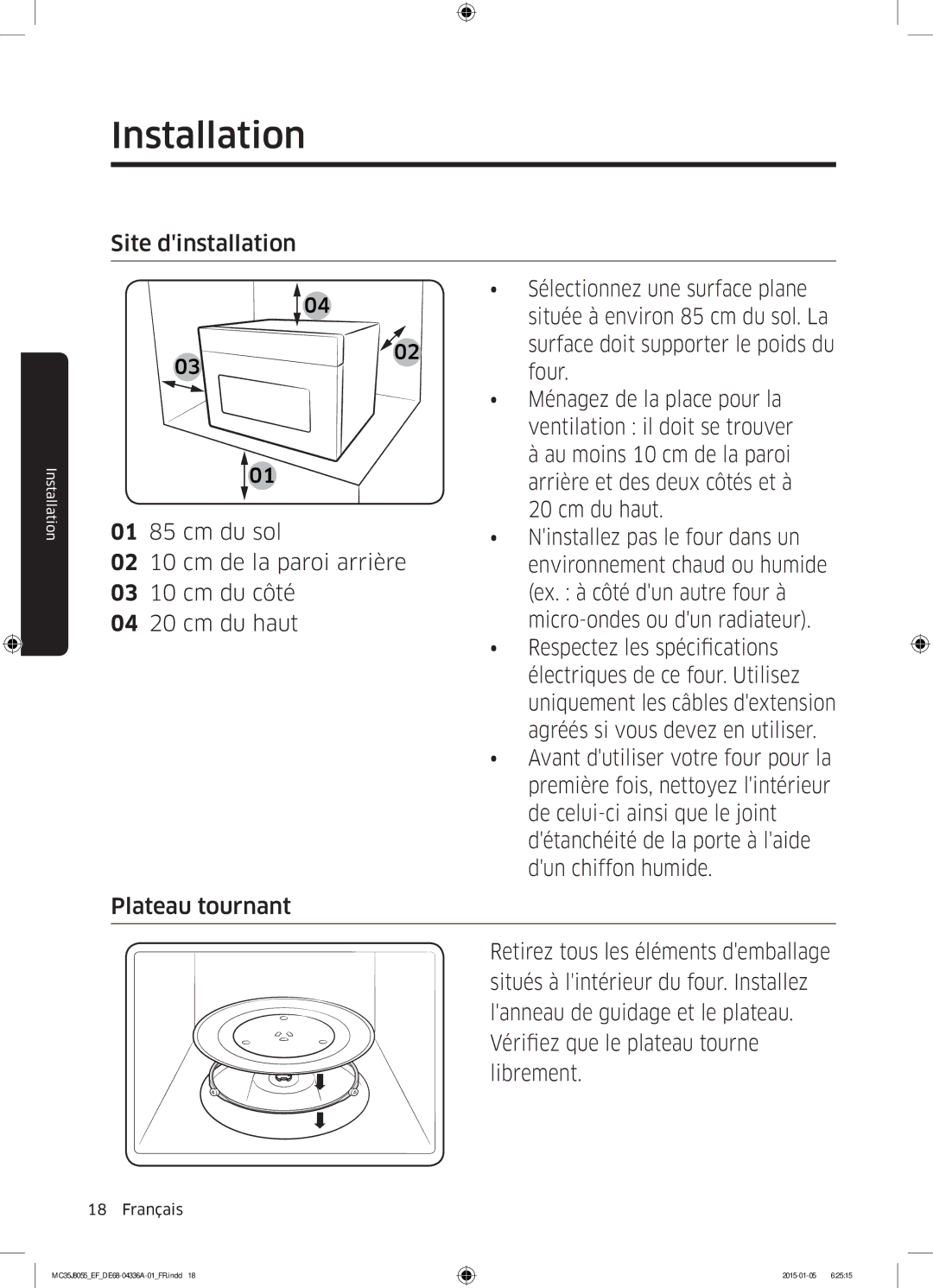 Samsung MC35J8055CW/EF, MC35J8055CK/EF, MC35J8055KT/EF manual Installation 