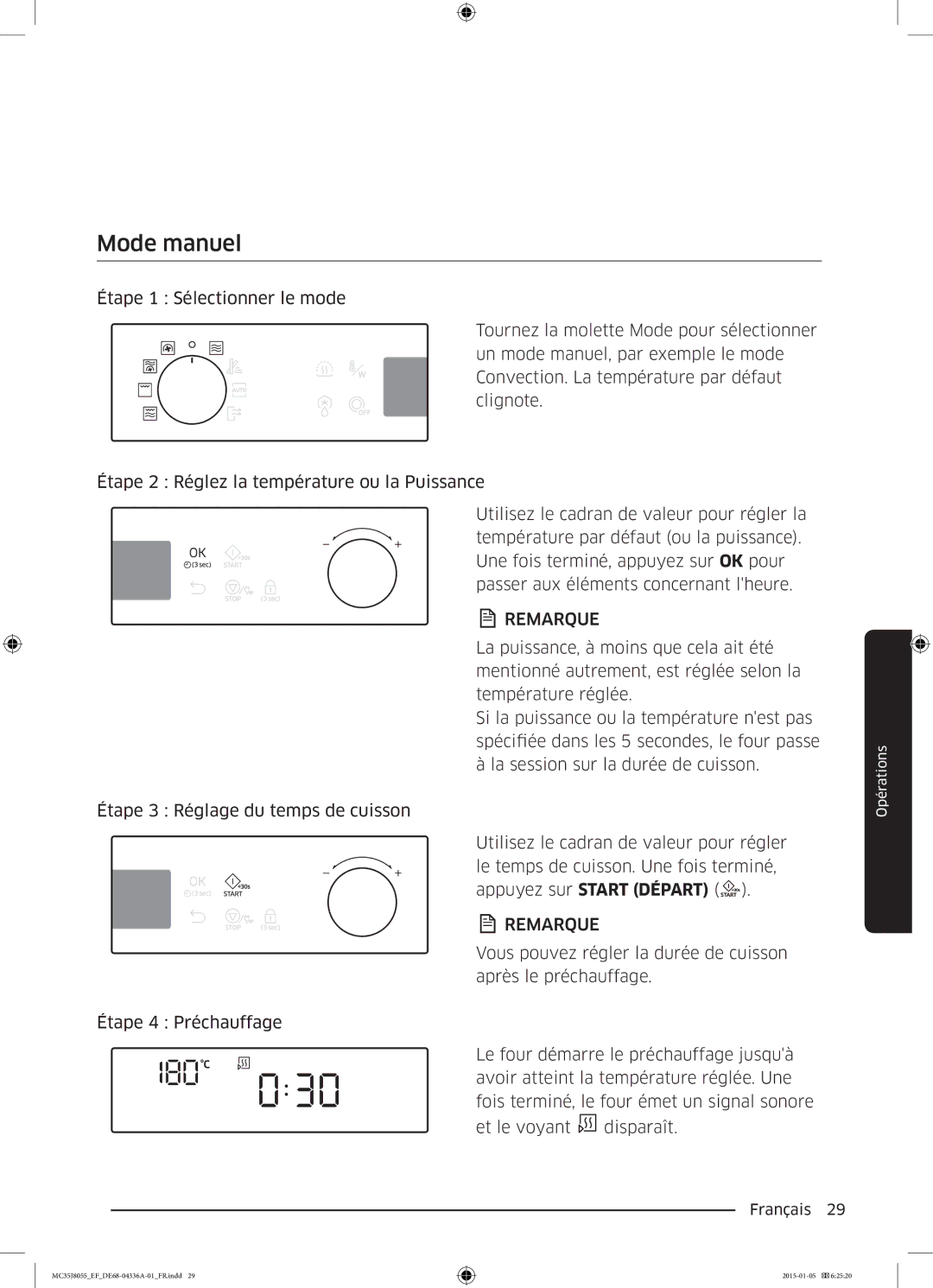 Samsung MC35J8055KT/EF, MC35J8055CW/EF, MC35J8055CK/EF manual Mode manuel 