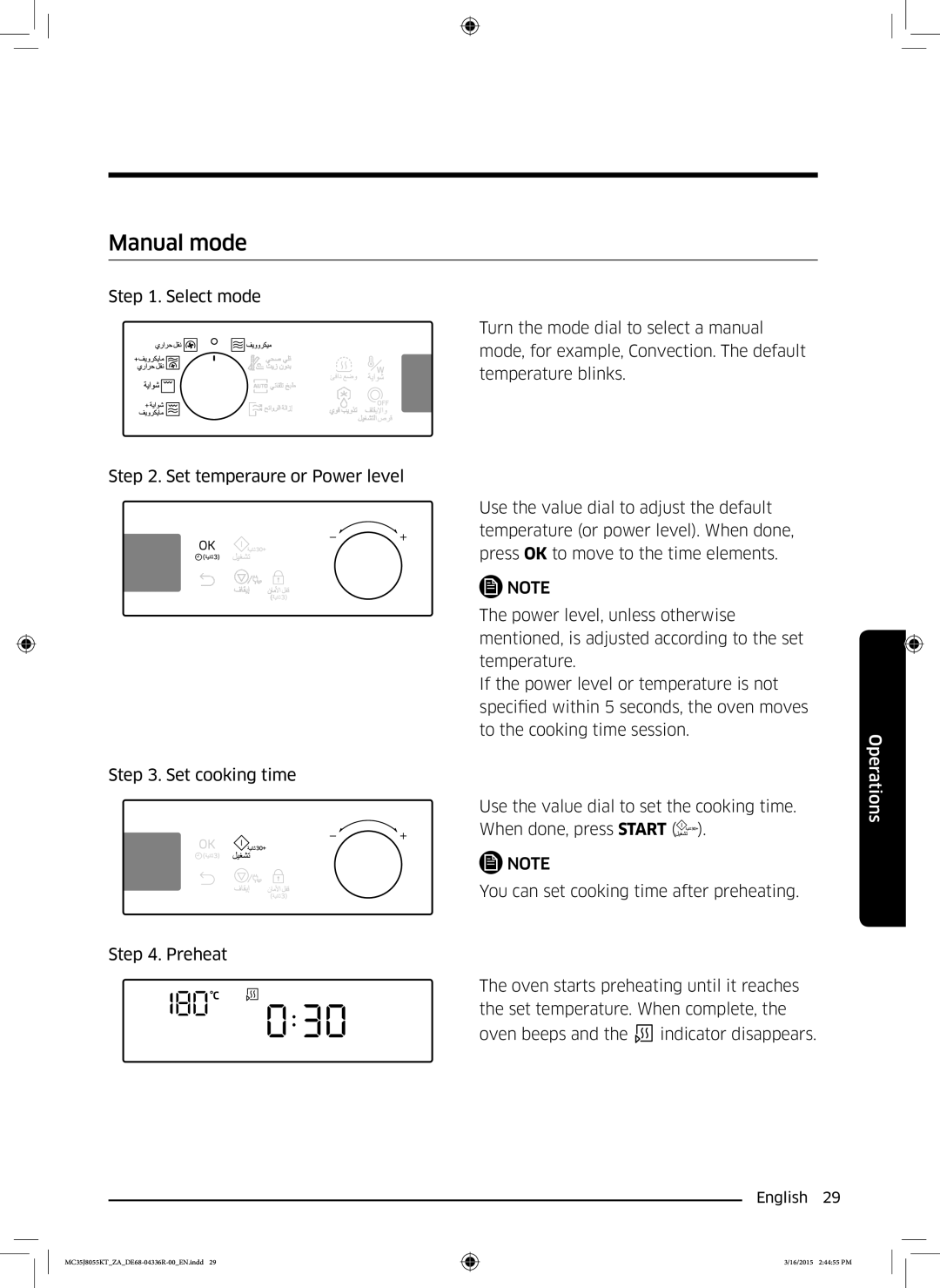 Samsung MC35J8055KT/ZA manual Manual mode 