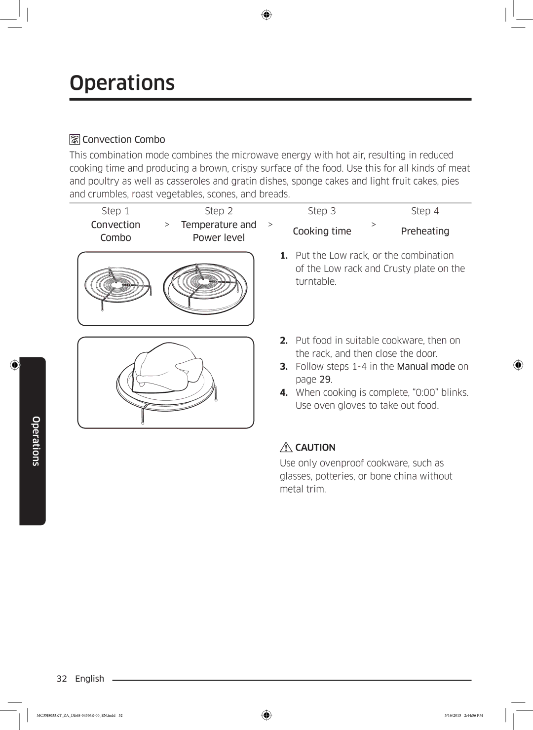 Samsung MC35J8055KT/ZA manual Operations 