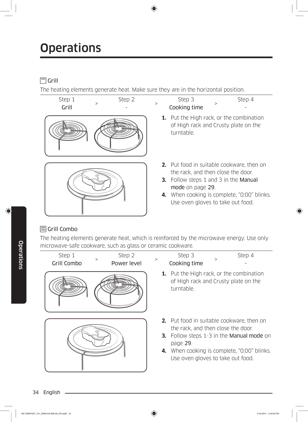 Samsung MC35J8055KT/ZA manual Operations 