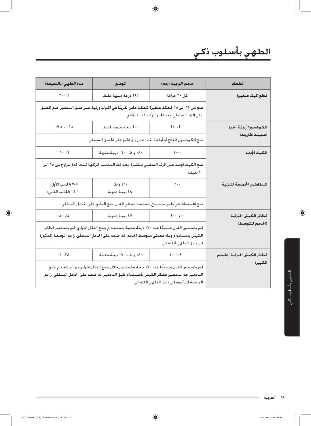 Samsung MC35J8055KT/ZA ةريغص كيك عطق, زبلخا ةفغرأ/نوساوركلا, ةجزاط ةنيجع, دملمجا كيكلا, ةقيقد, ةيلزنلما ةصملمحا سطاطبلا 