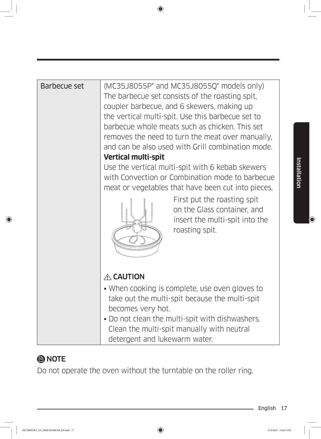 Samsung MC35J8055KT/ZA manual Vertical multi-spit 