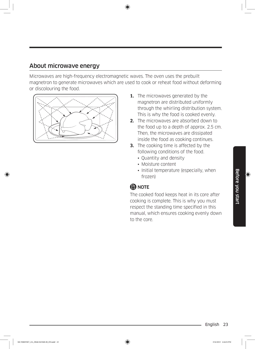 Samsung MC35J8055KT/ZA manual About microwave energy 