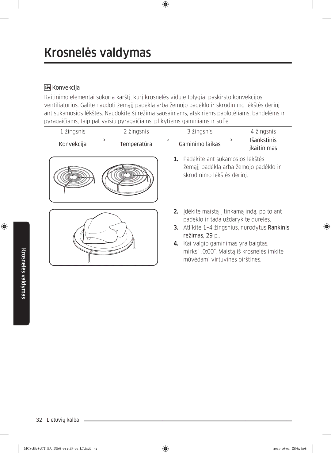 Samsung MC35J8085CT/BA manual Krosnelės valdymas 