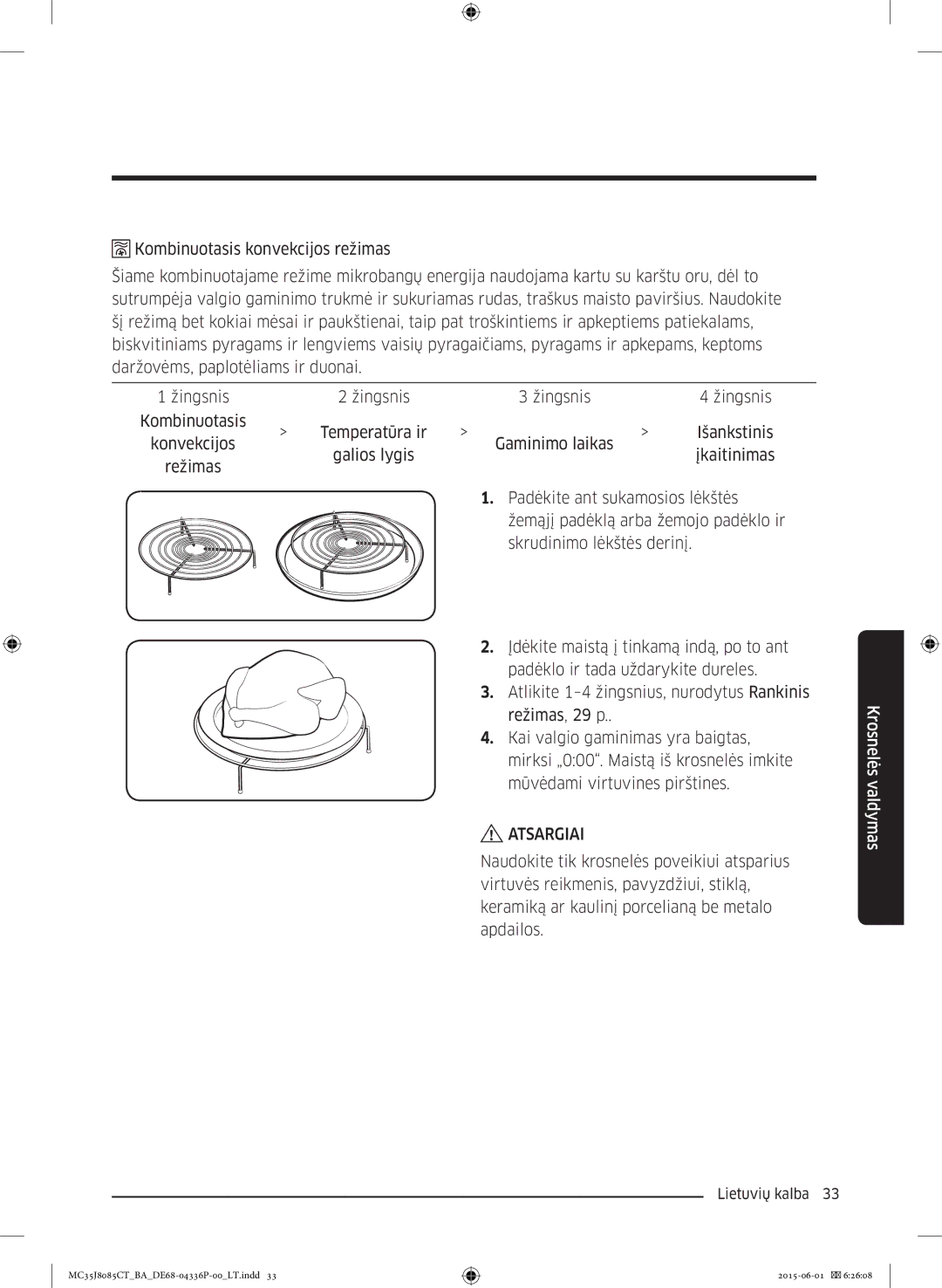 Samsung MC35J8085CT/BA manual Atsargiai 