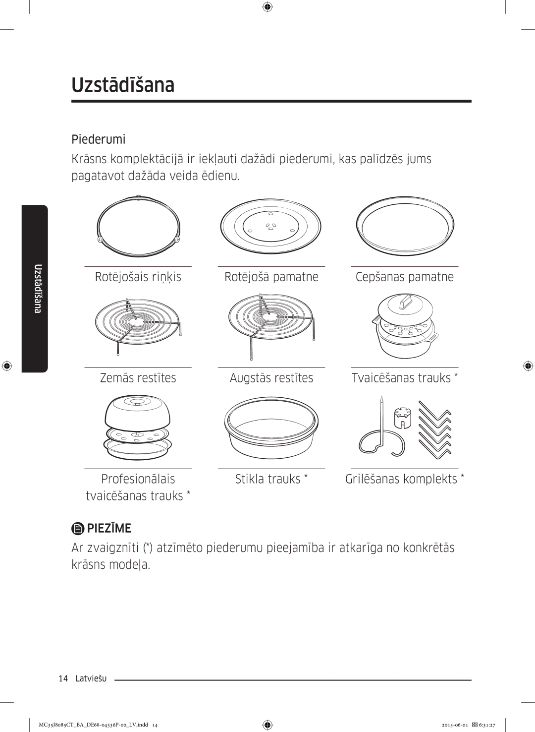 Samsung MC35J8085CT/BA manual Piezīme 