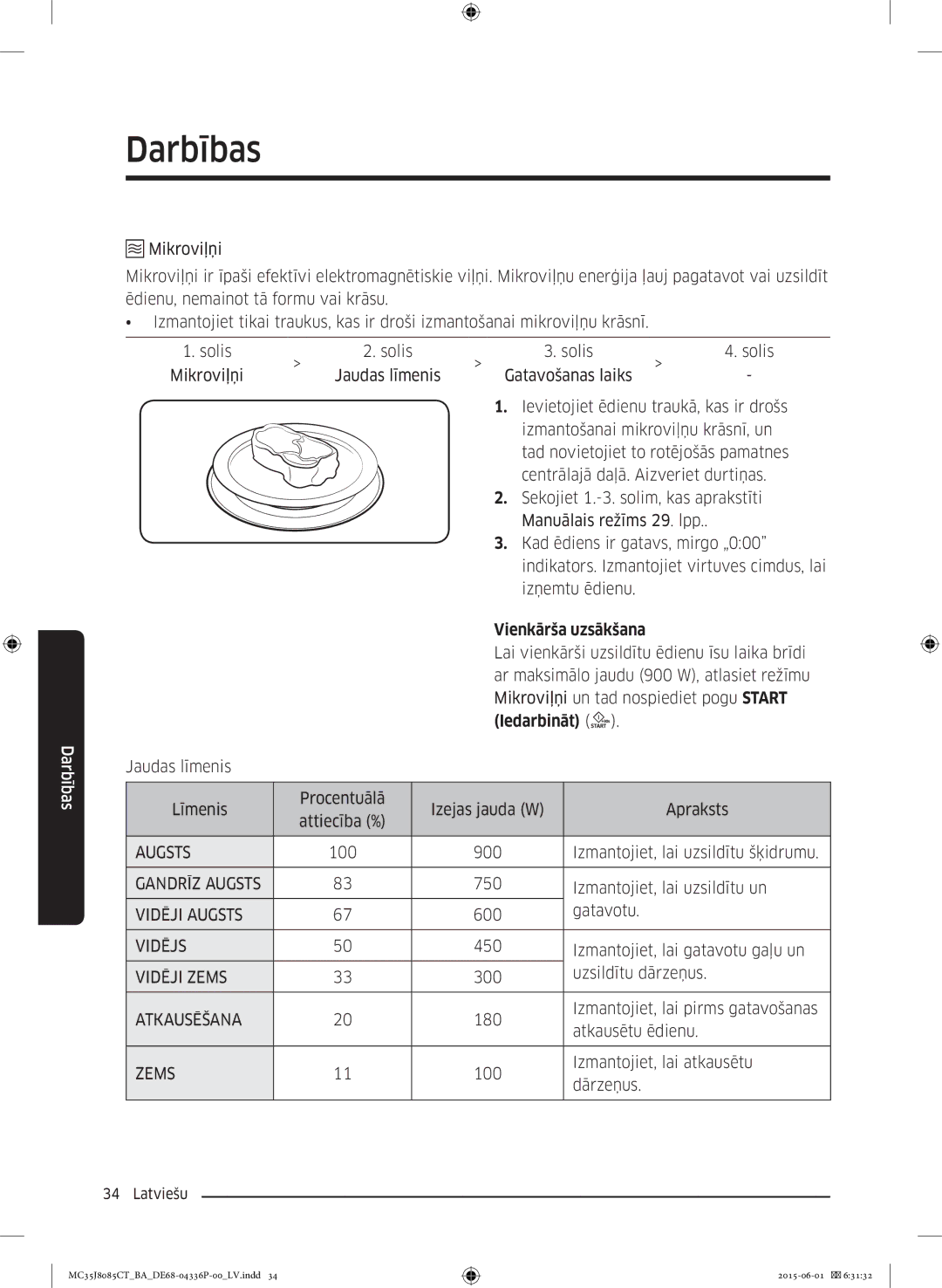 Samsung MC35J8085CT/BA manual Vienkārša uzsākšana 