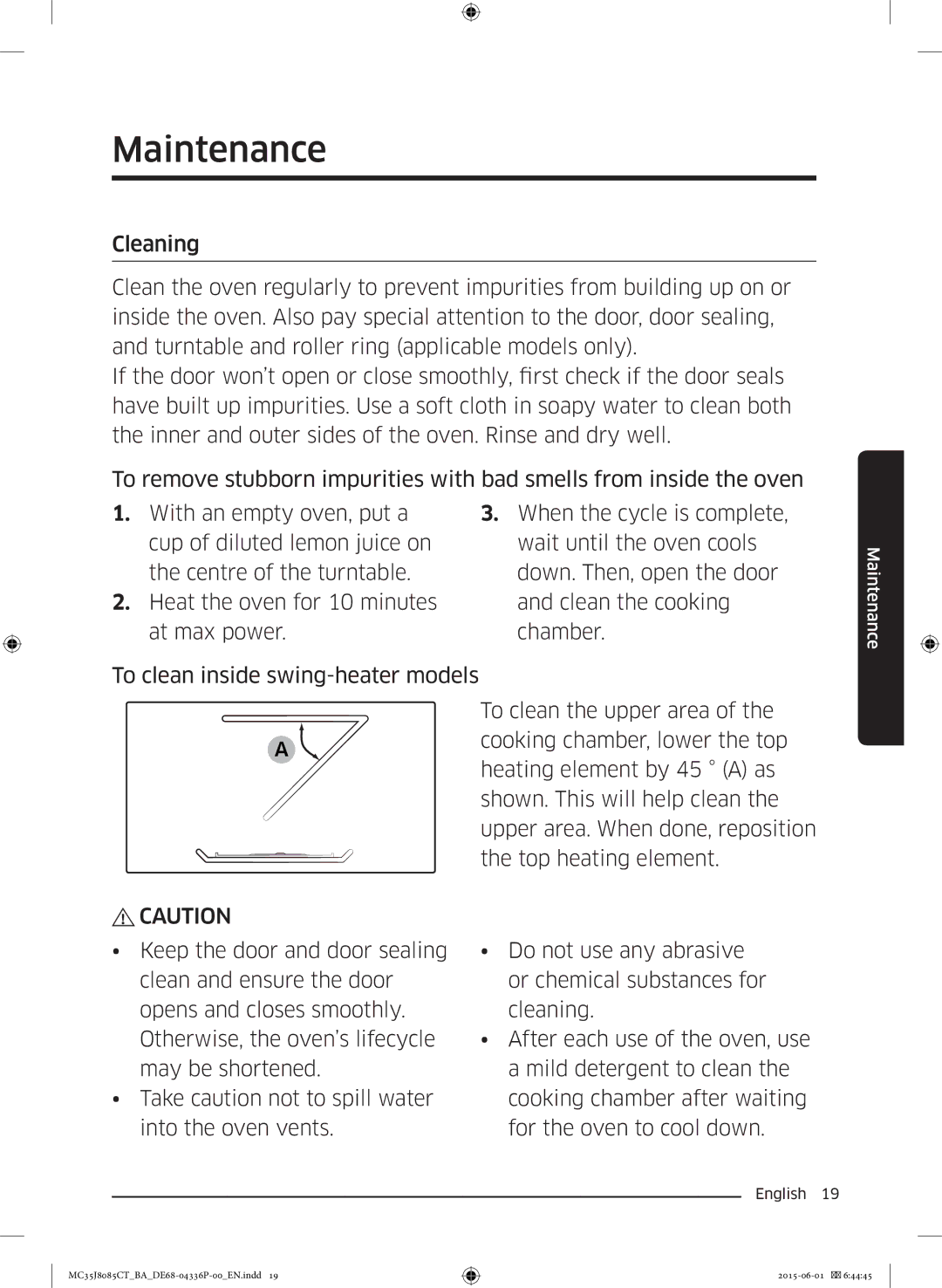 Samsung MC35J8085CT/BA manual Maintenance 