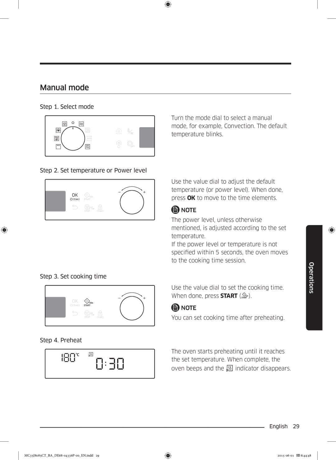 Samsung MC35J8085CT/BA manual Manual mode 