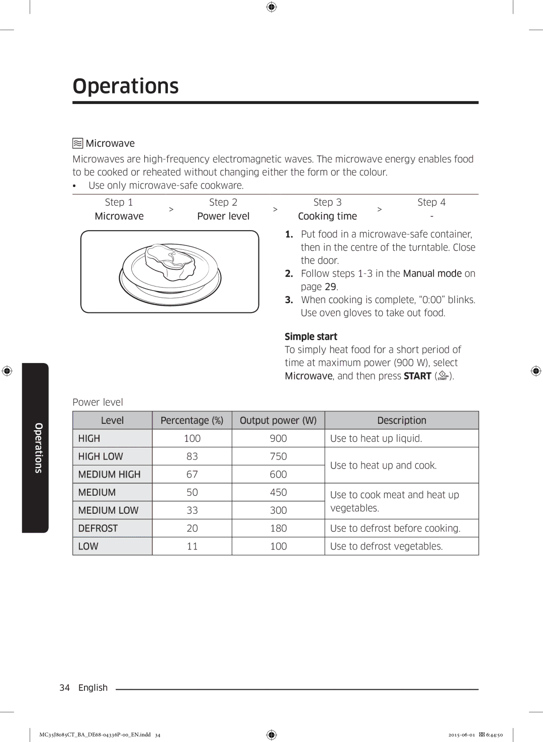 Samsung MC35J8085CT/BA manual Simple start 