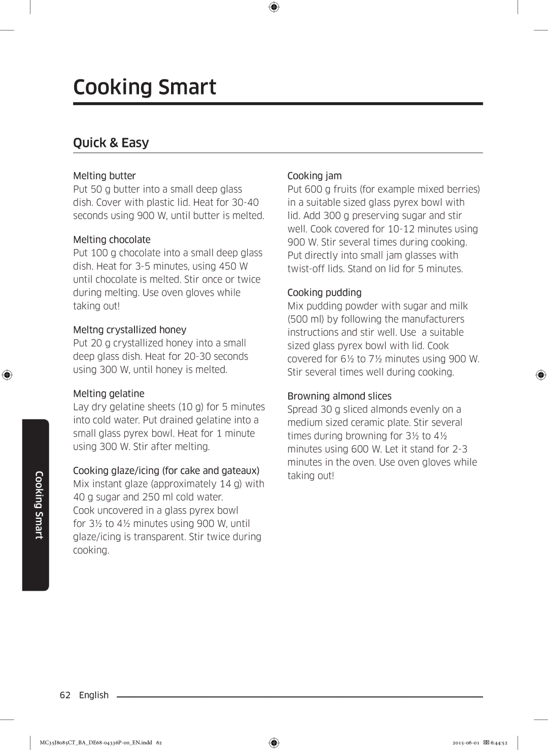 Samsung MC35J8085CT/BA manual Quick & Easy 