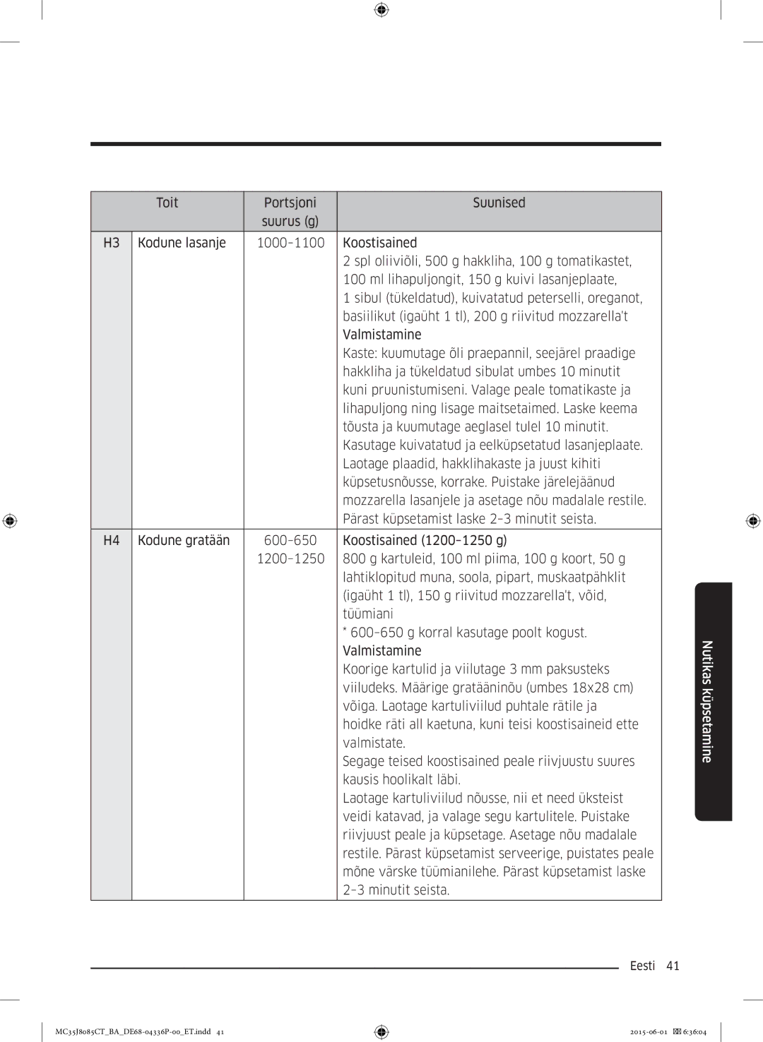 Samsung MC35J8085CT/BA manual Nutikas küpsetamine 