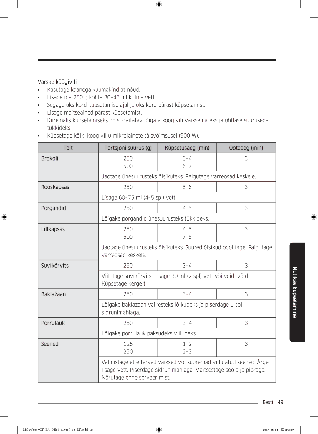 Samsung MC35J8085CT/BA manual Nutikas küpsetamine 