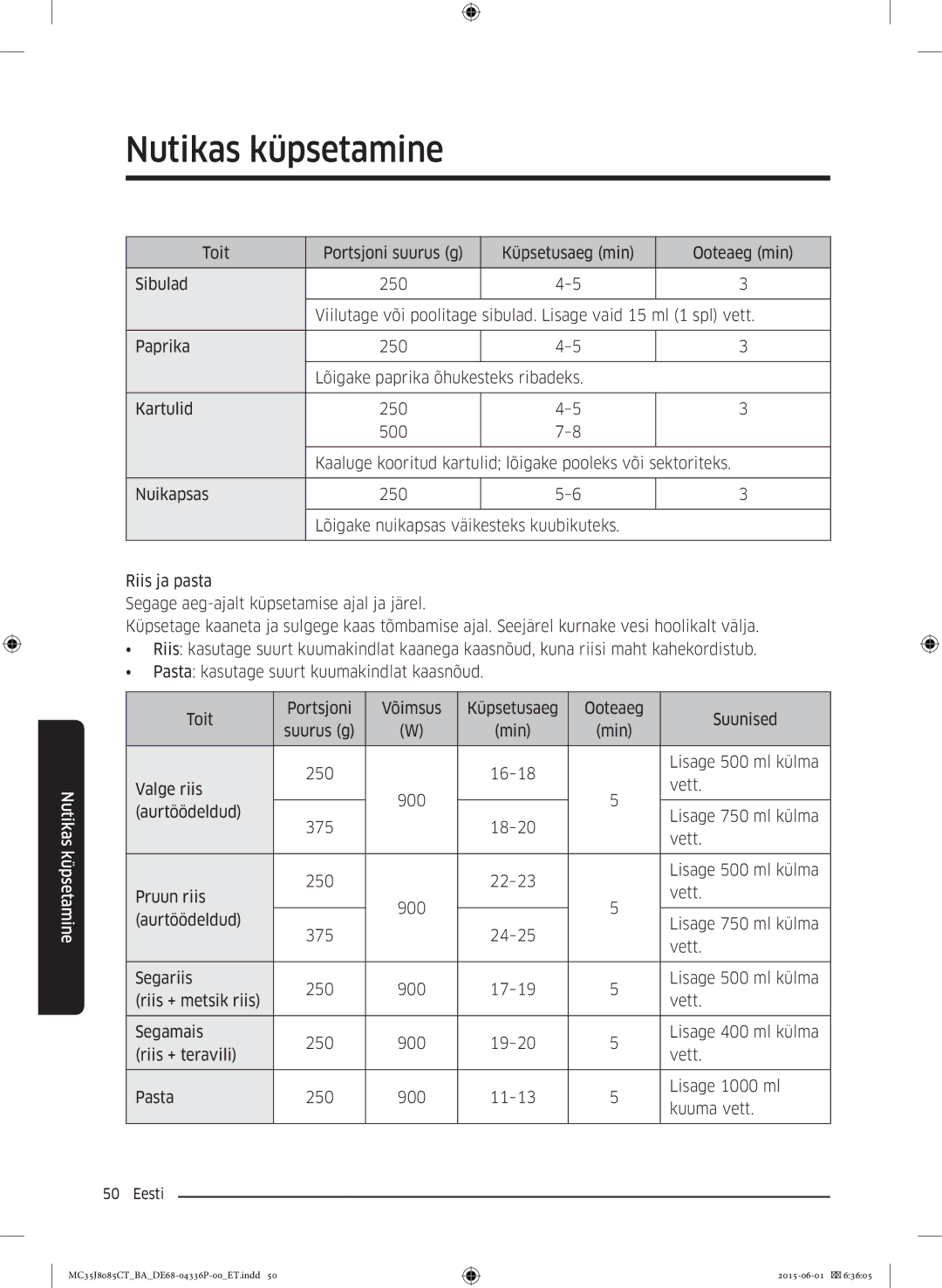 Samsung MC35J8085CT/BA manual Nutikas küpsetamine 