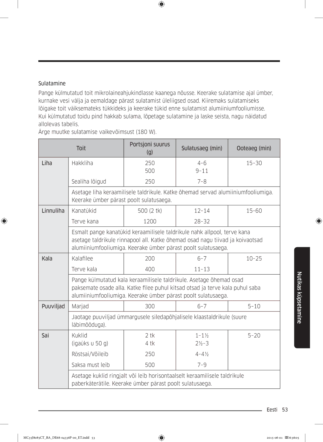 Samsung MC35J8085CT/BA manual Nutikas küpsetamine 