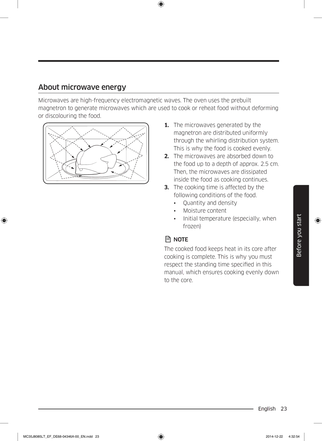 Samsung MC35J8085CT/EF, MC35J8085CT/EG, MC35J8085LT/EF manual About microwave energy 