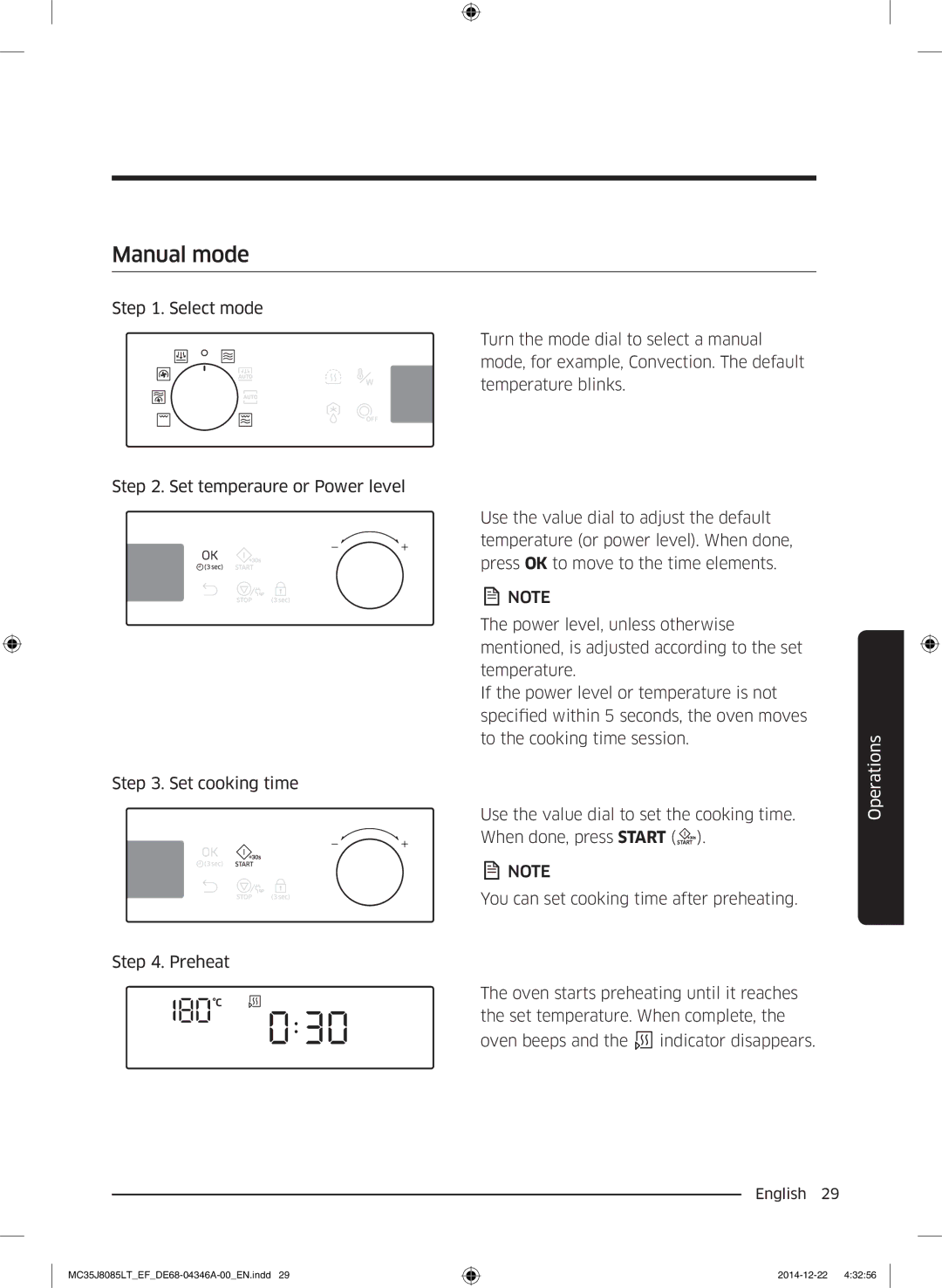 Samsung MC35J8085CT/EF, MC35J8085CT/EG, MC35J8085LT/EF manual Manual mode 