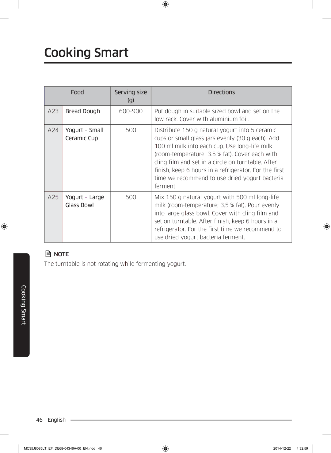 Samsung MC35J8085LT/EF, MC35J8085CT/EG, MC35J8085CT/EF manual Cooking Smart 