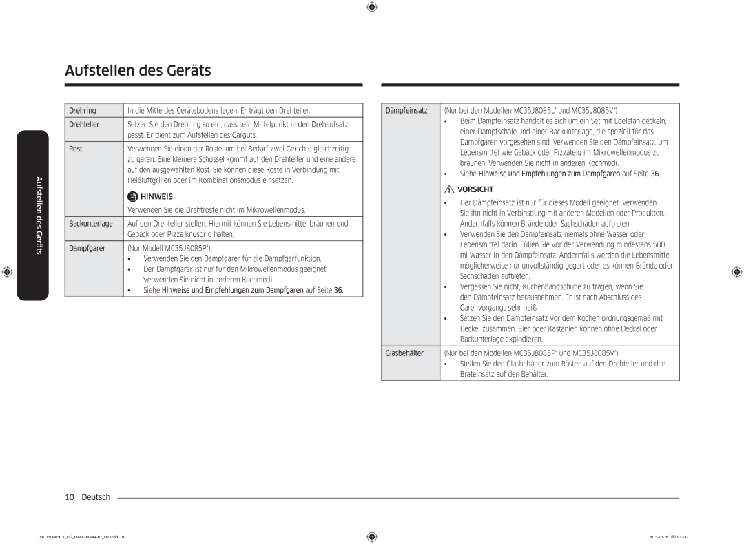Samsung MC35J8085CT/EG Passt. Er dient zum Aufstellen des Garguts, Rost, Backunterlage, Gebäck oder Pizza knusprig halten 