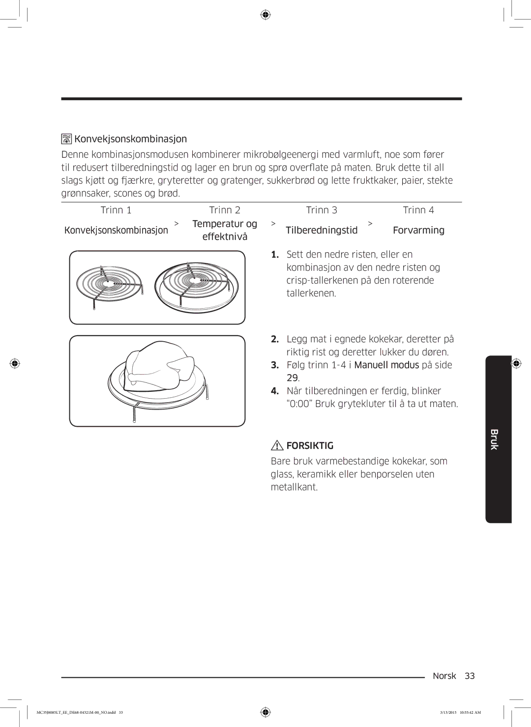 Samsung MC35J8085LT/EE manual Forsiktig 