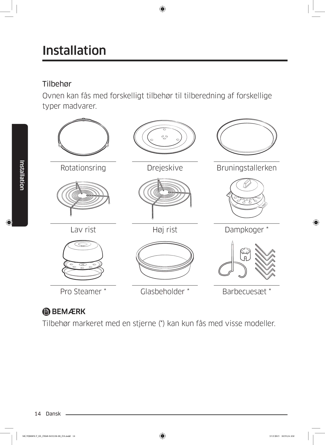 Samsung MC35J8085LT/EE manual Bemærk 