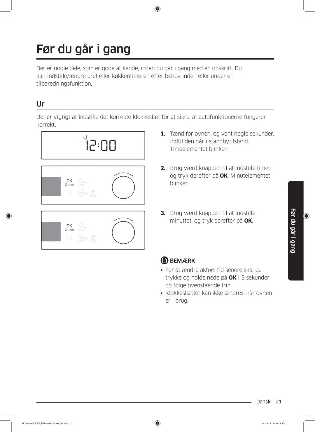 Samsung MC35J8085LT/EE manual Før du går i gang 