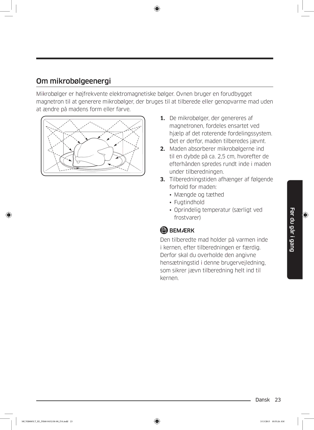 Samsung MC35J8085LT/EE manual Om mikrobølgeenergi 