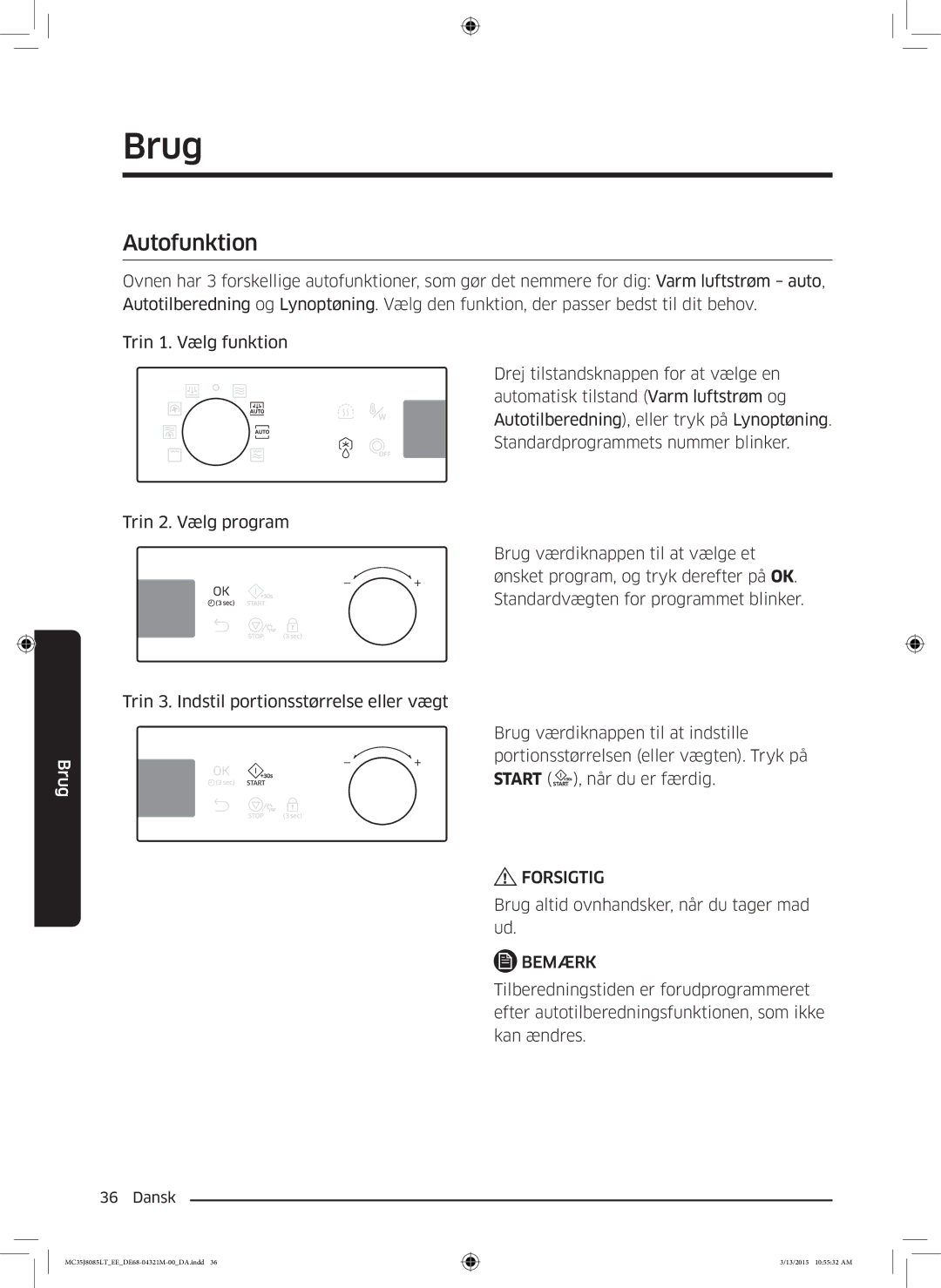 Samsung MC35J8085LT/EE manual Autofunktion 