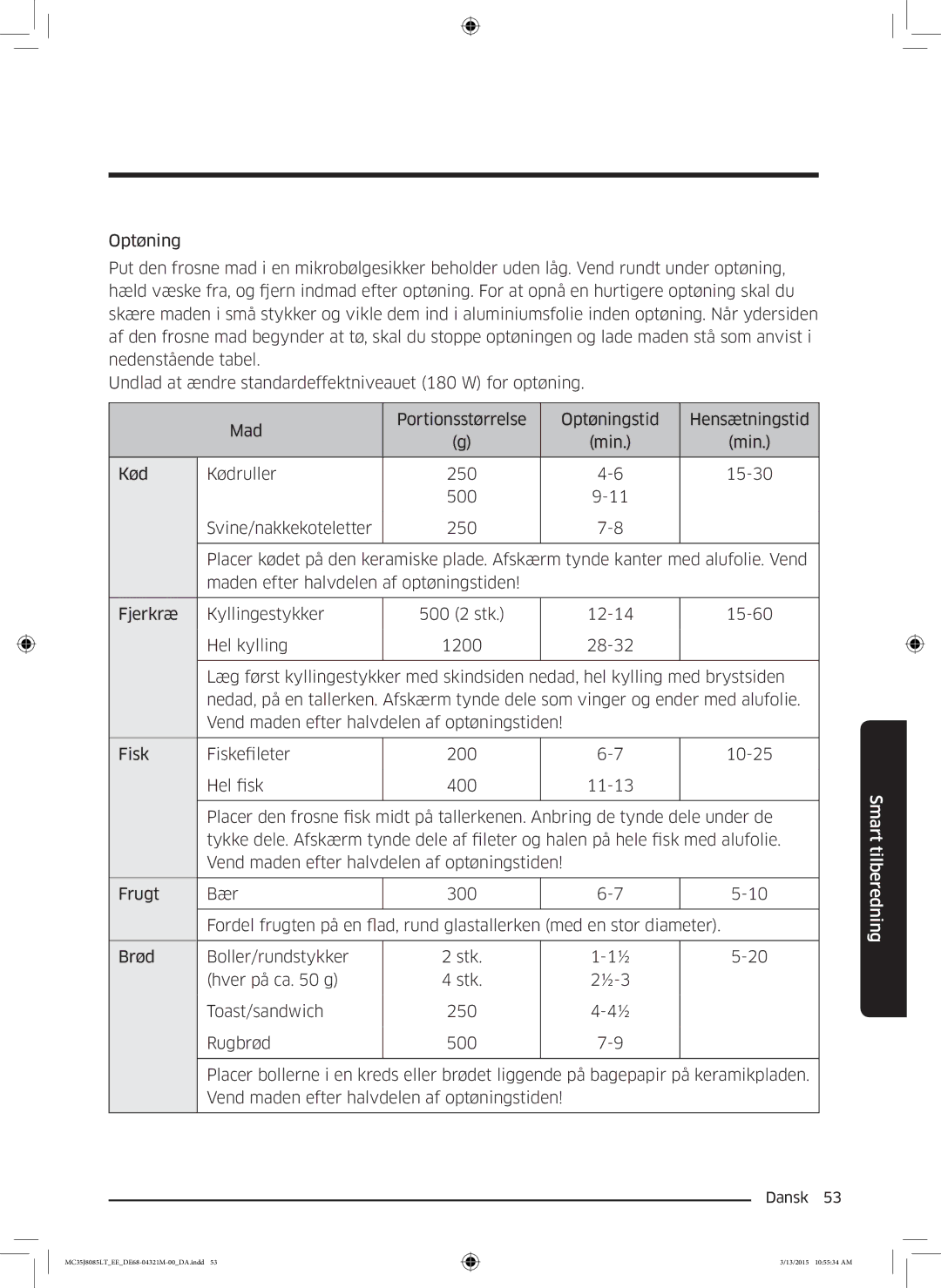 Samsung MC35J8085LT/EE manual Smart tilberedning 