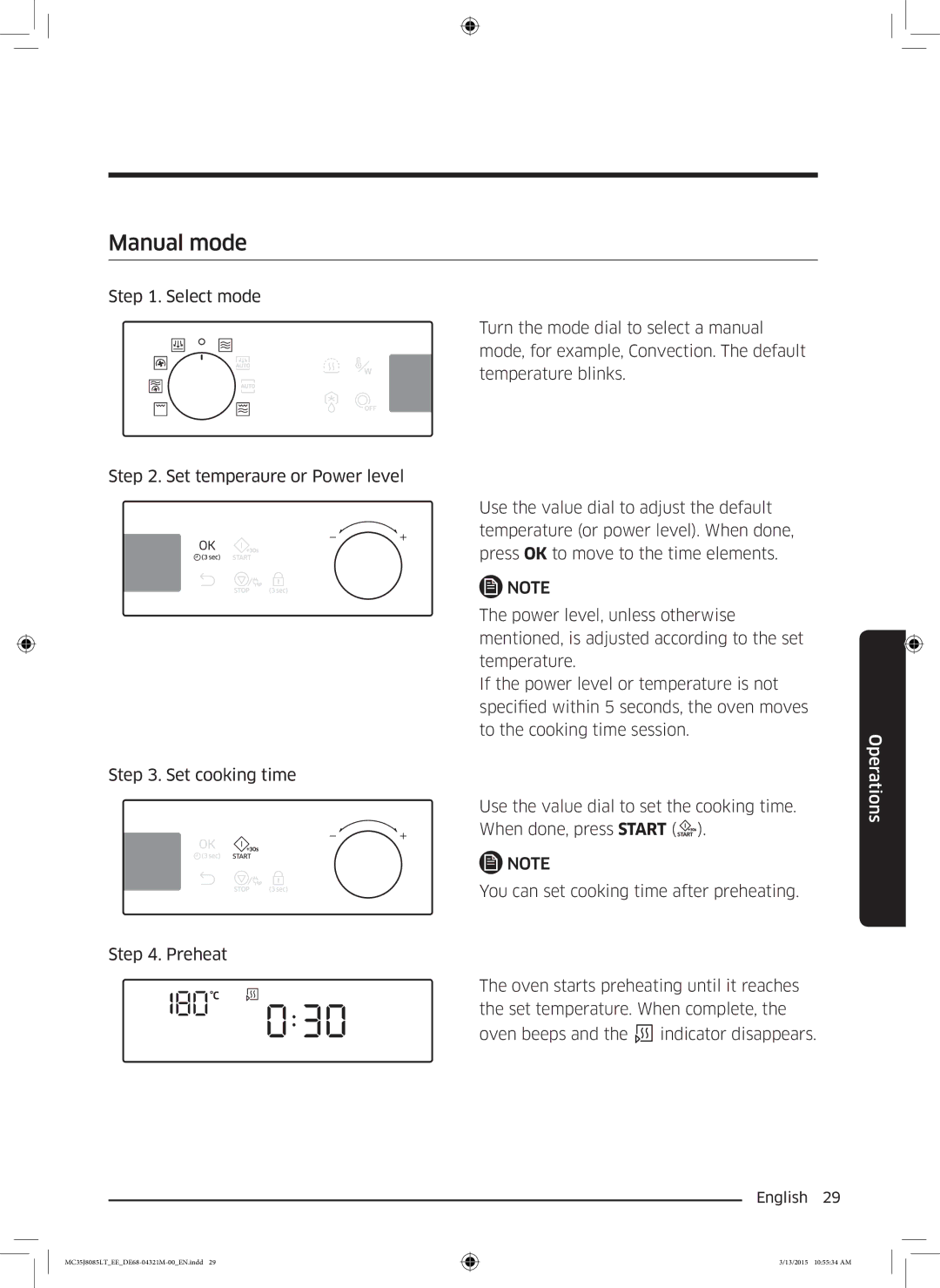 Samsung MC35J8085LT/EE manual Manual mode 