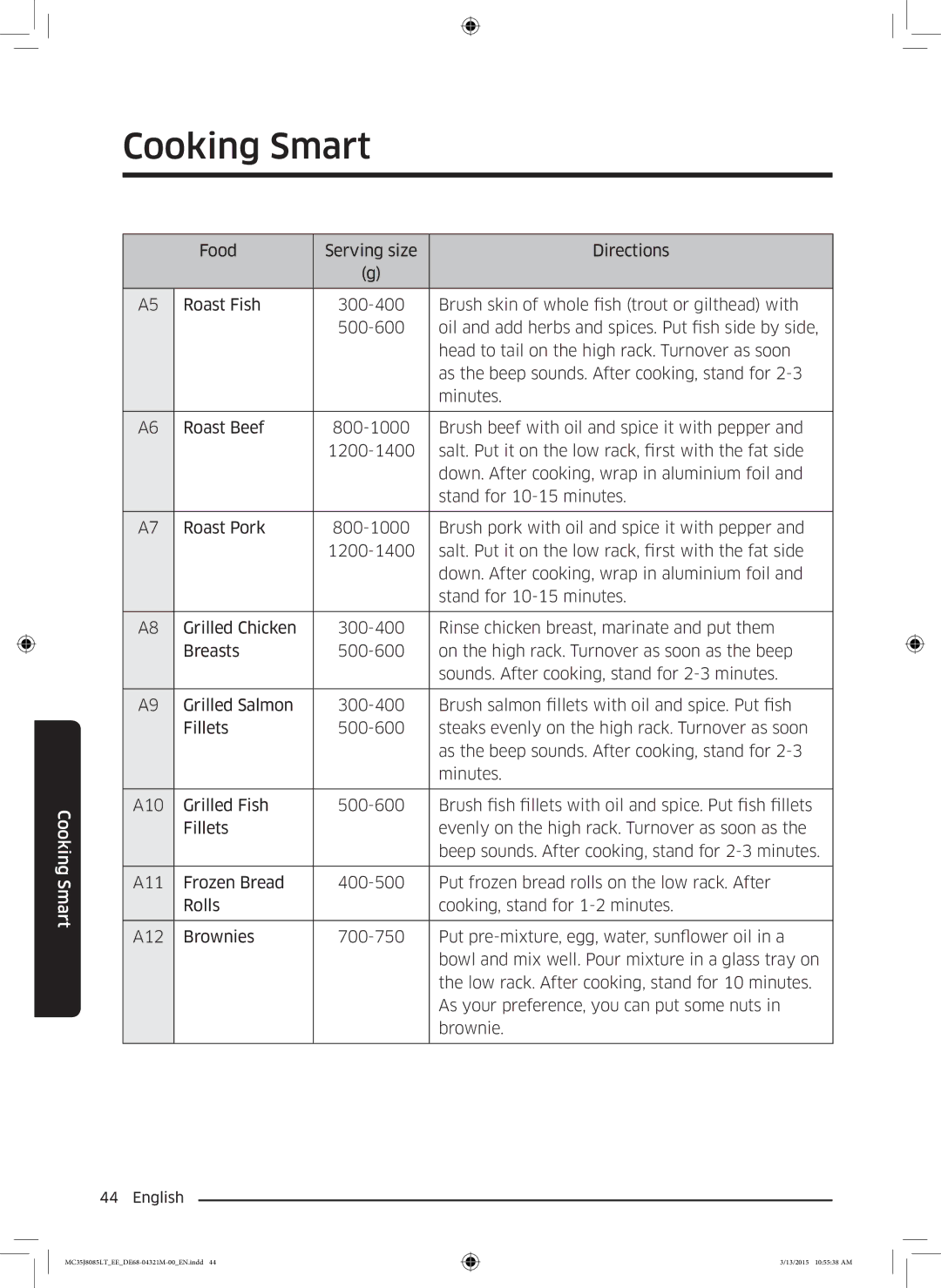 Samsung MC35J8085LT/EE manual Cooking Smart 