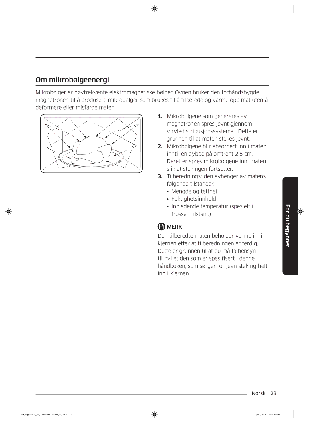 Samsung MC35J8085LT/EE manual Om mikrobølgeenergi 