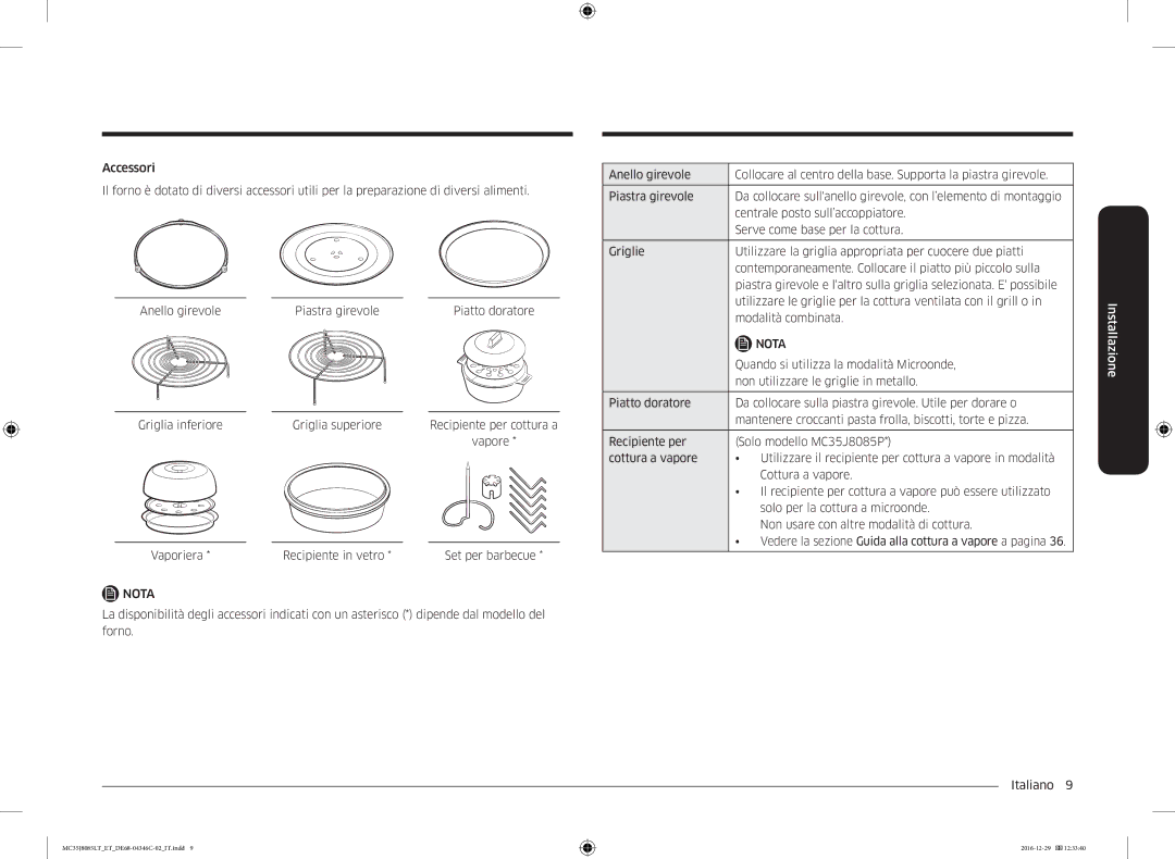 Samsung MC35J8085LT/ET manual Nota 