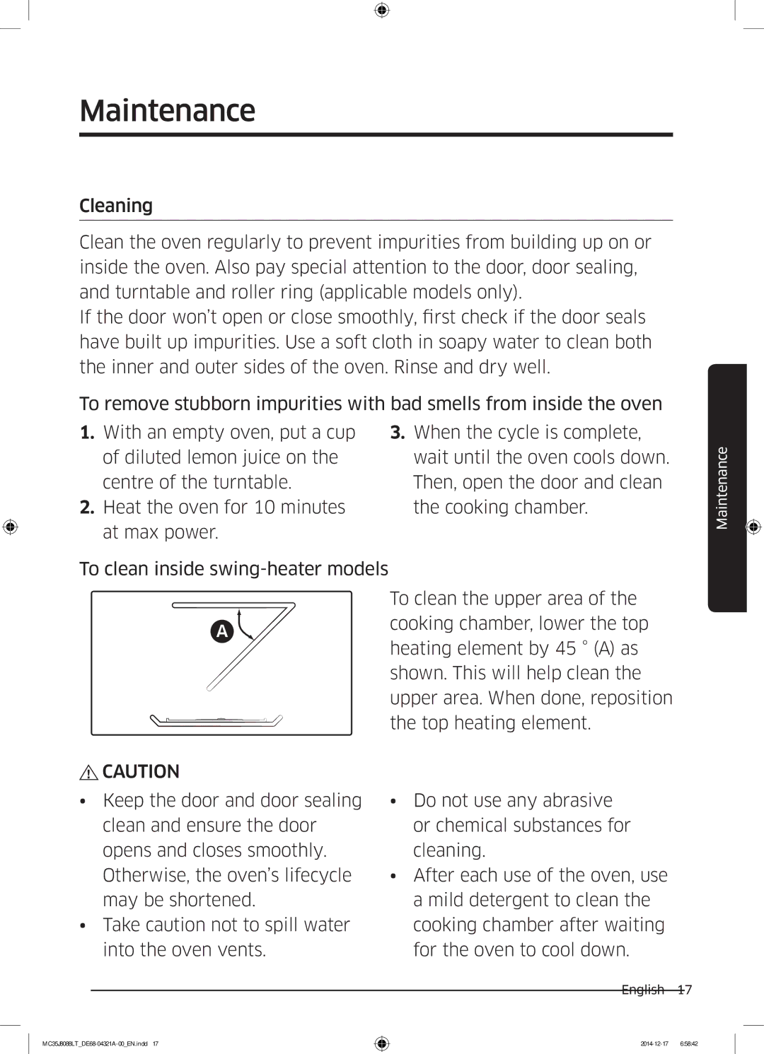 Samsung MC35J8088LT/EF manual Maintenance 