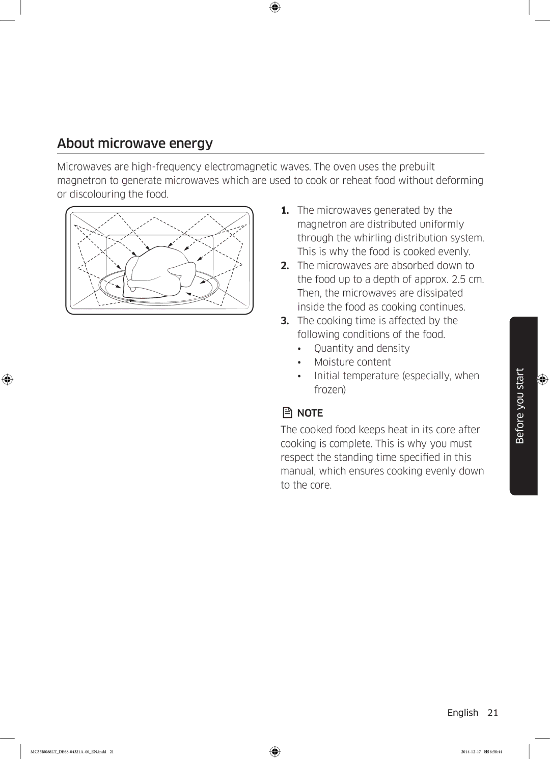 Samsung MC35J8088LT/EF manual About microwave energy 