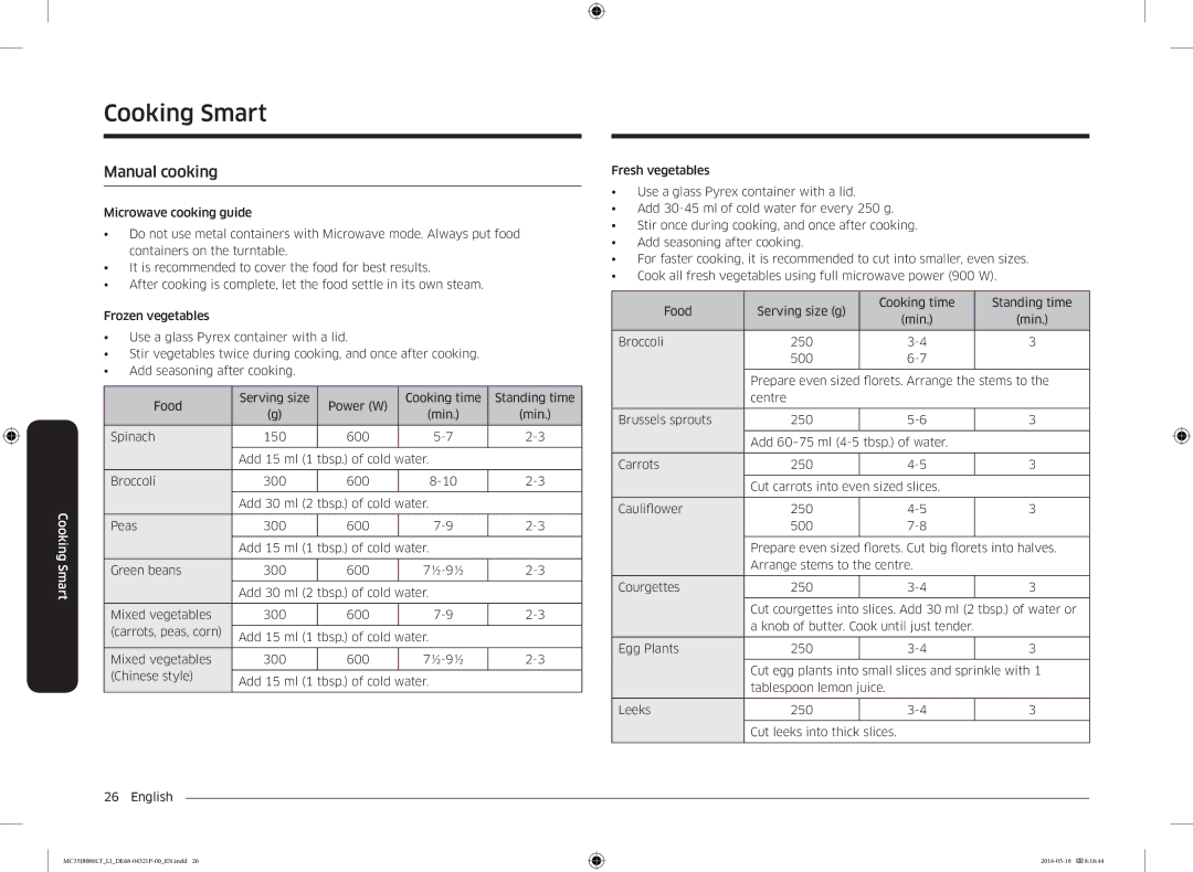 Samsung MC35J8088LT/LI manual Manual cooking 