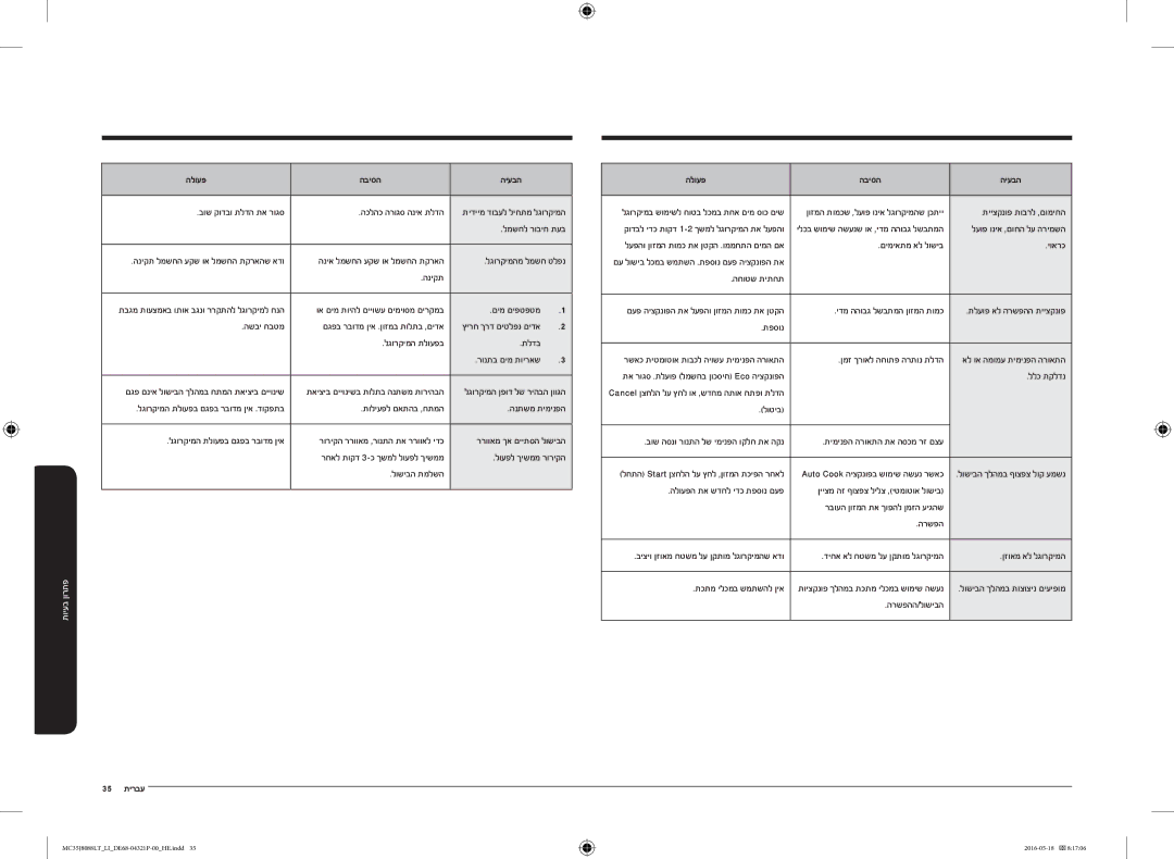 Samsung MC35J8088LT/LI manual 35 עברית 