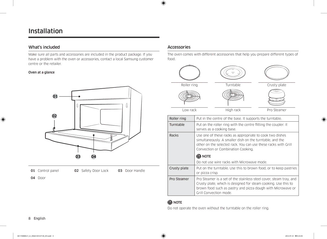 Samsung MC35J8088LT/LI manual What’s included, Accessories 