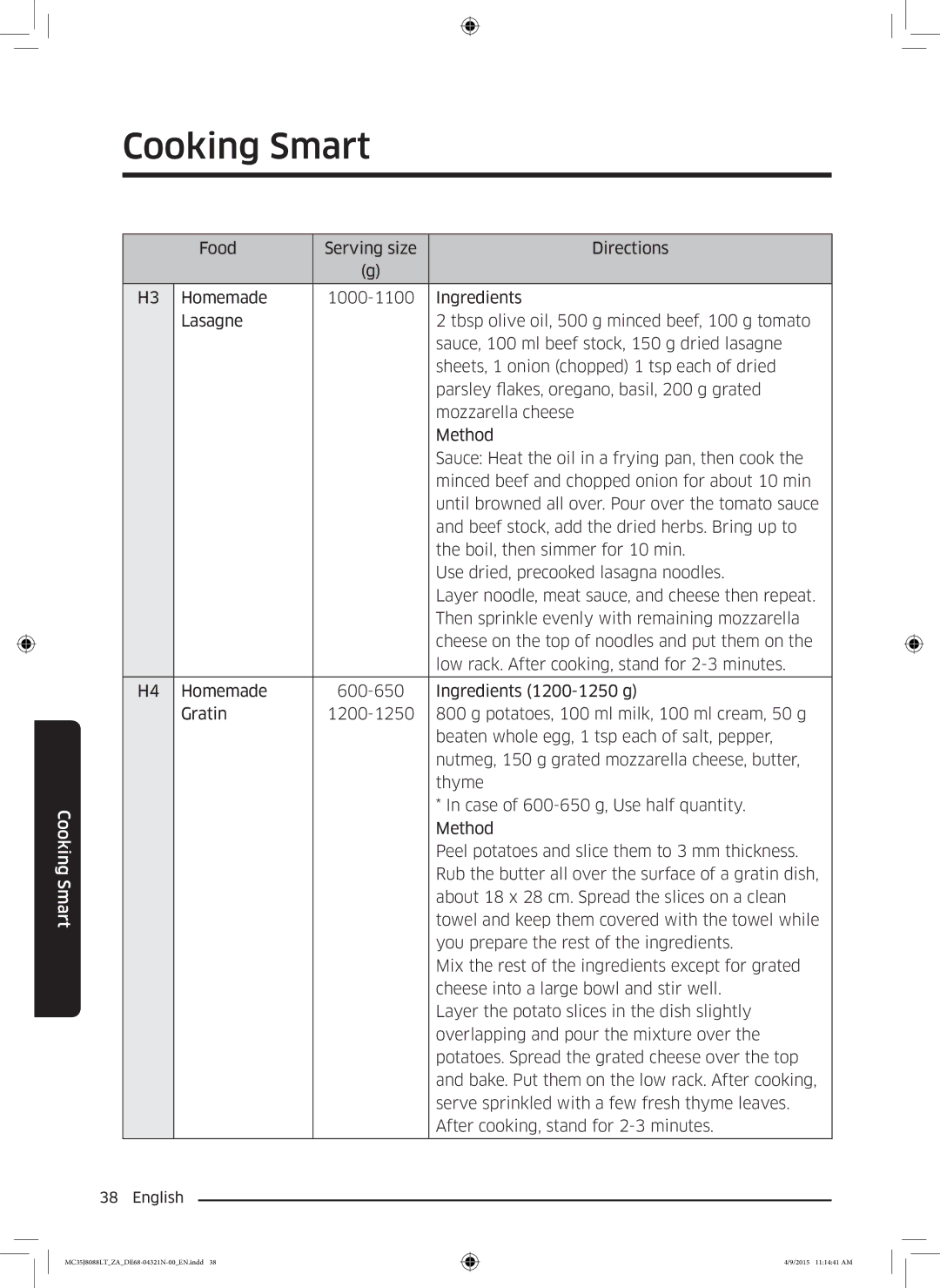 Samsung MC35J8088LT/ZA manual Cooking Smart 