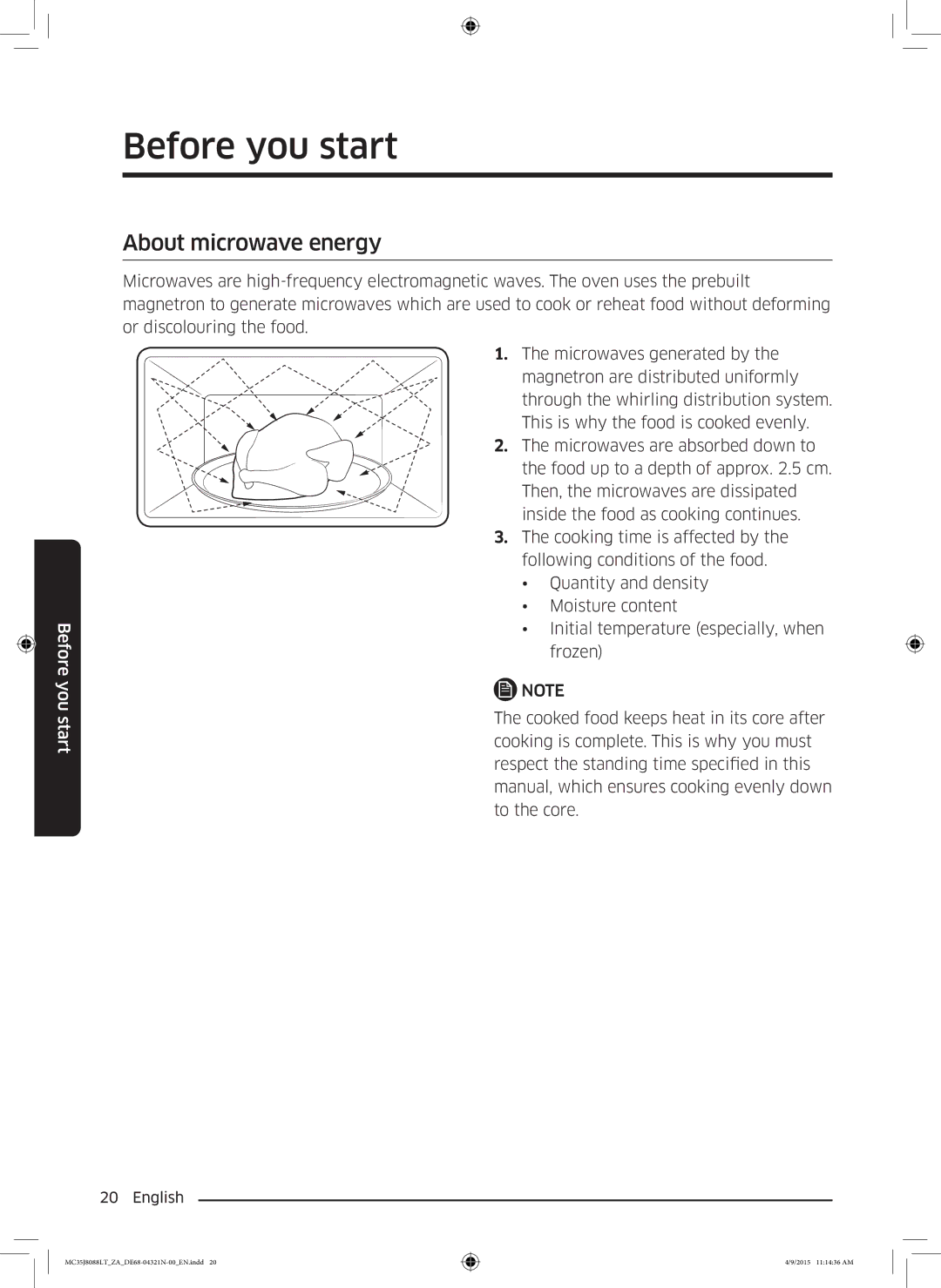 Samsung MC35J8088LT/ZA manual About microwave energy 