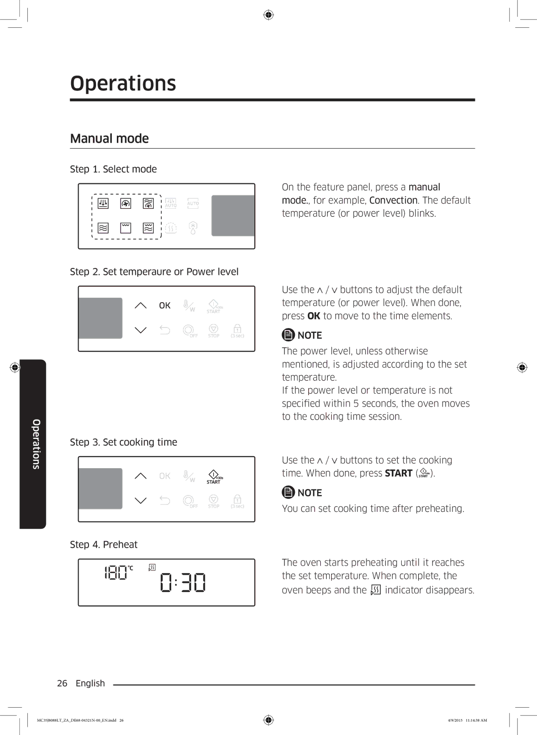 Samsung MC35J8088LT/ZA manual Manual mode 