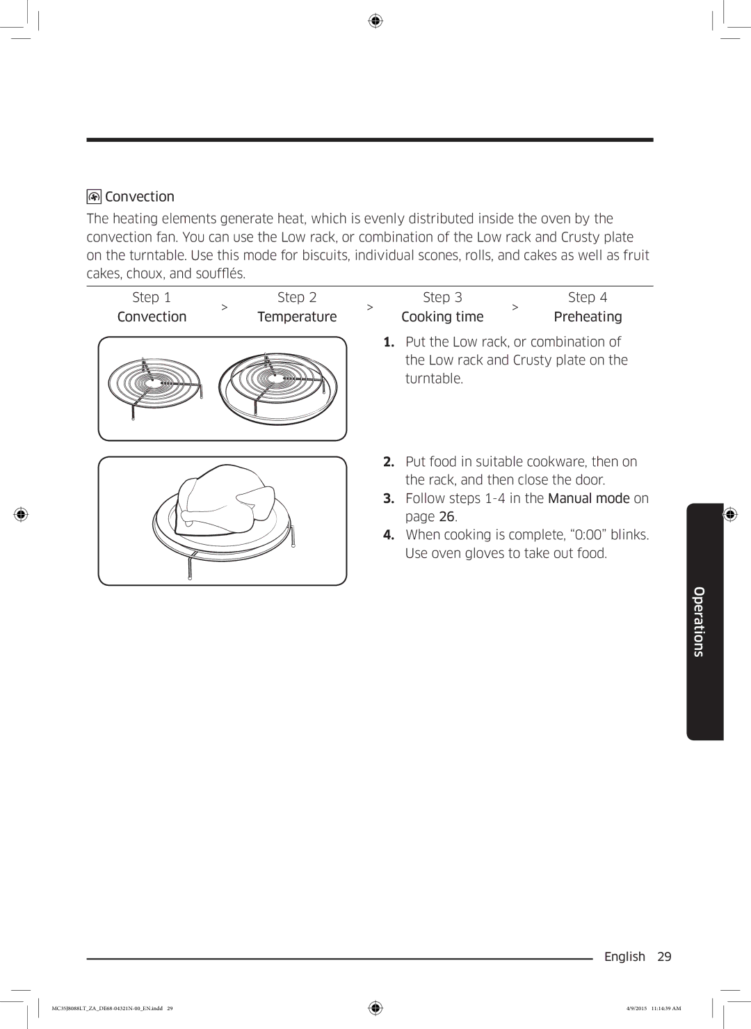 Samsung MC35J8088LT/ZA manual Operations 